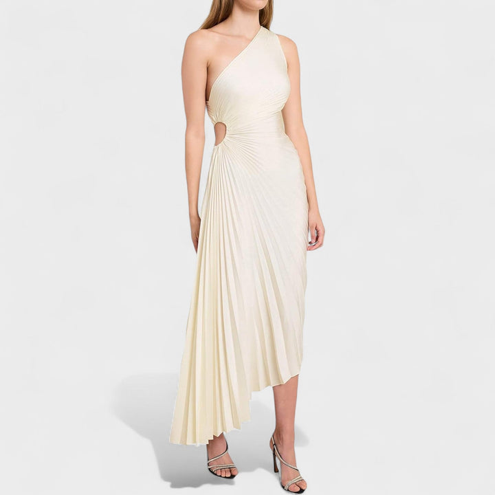 Olimpia – Vestido Asimétrico Plisado que redefine tu elegancia