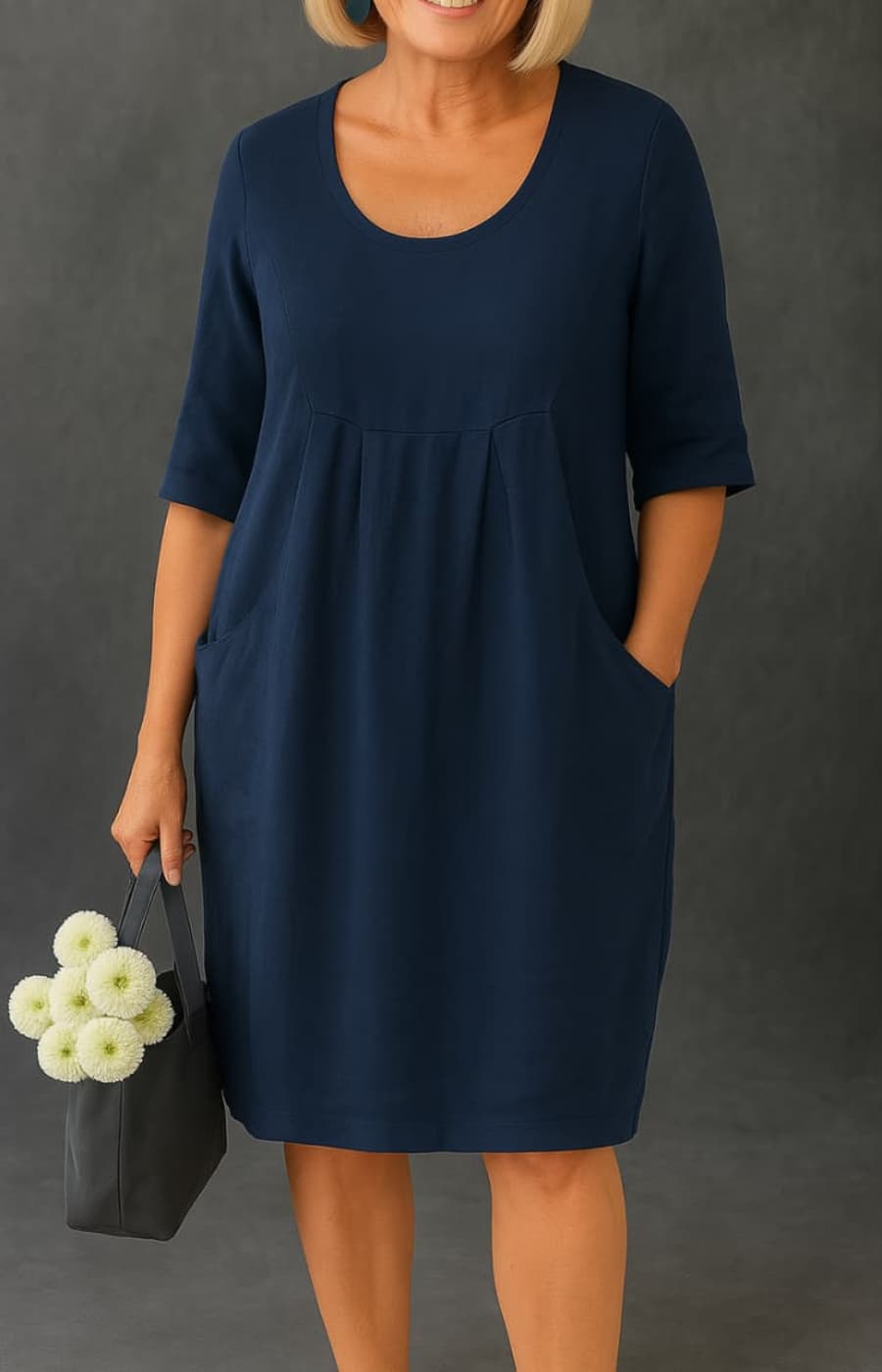 CLARA | VESTIDO ELEGANTE CON BOLSILLOS QUE DISIMULA EL ABDOMEN