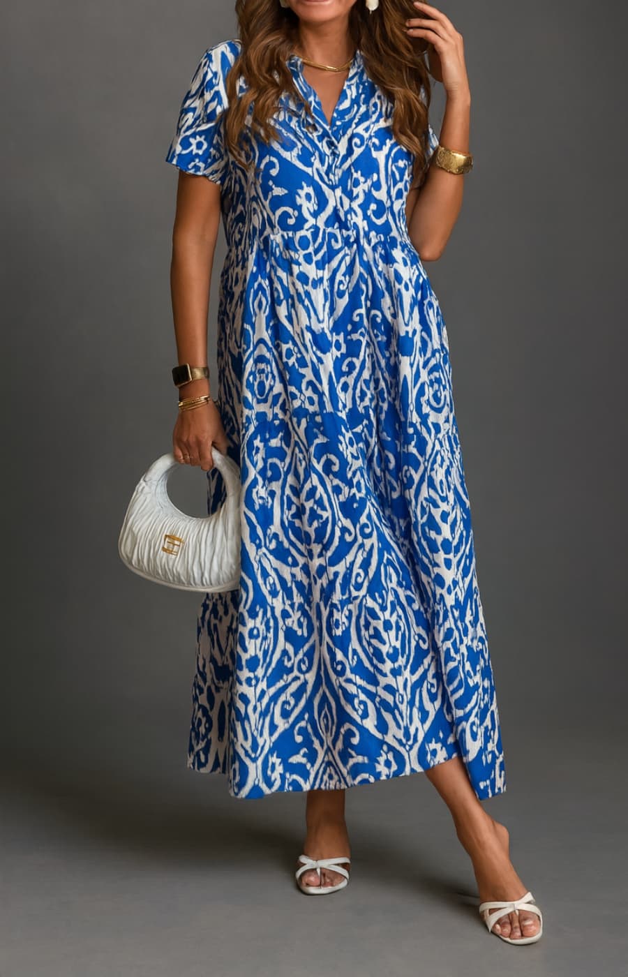 ISABELLA | VESTIDO CON ESTAMPADO ARTÍSTICO Y MANGA CORTA, ESPECTACULAR PARA EL DÍA A DÍA