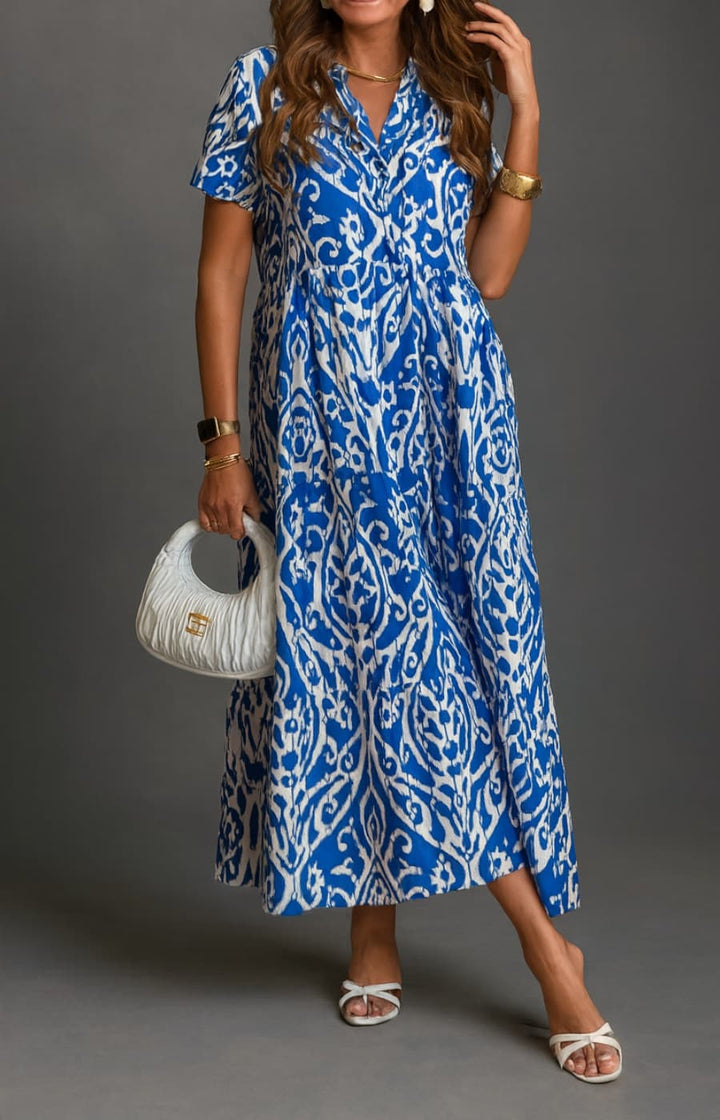 ISABELLA | VESTIDO CON ESTAMPADO ARTÍSTICO Y MANGA CORTA, ESPECTACULAR PARA EL DÍA A DÍA