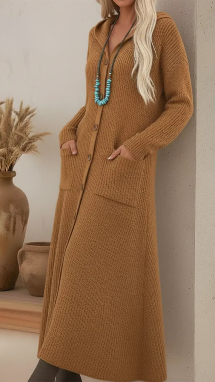 Vestido Cárdigan Largo de Punto – Elegancia Cálida para el Invierno