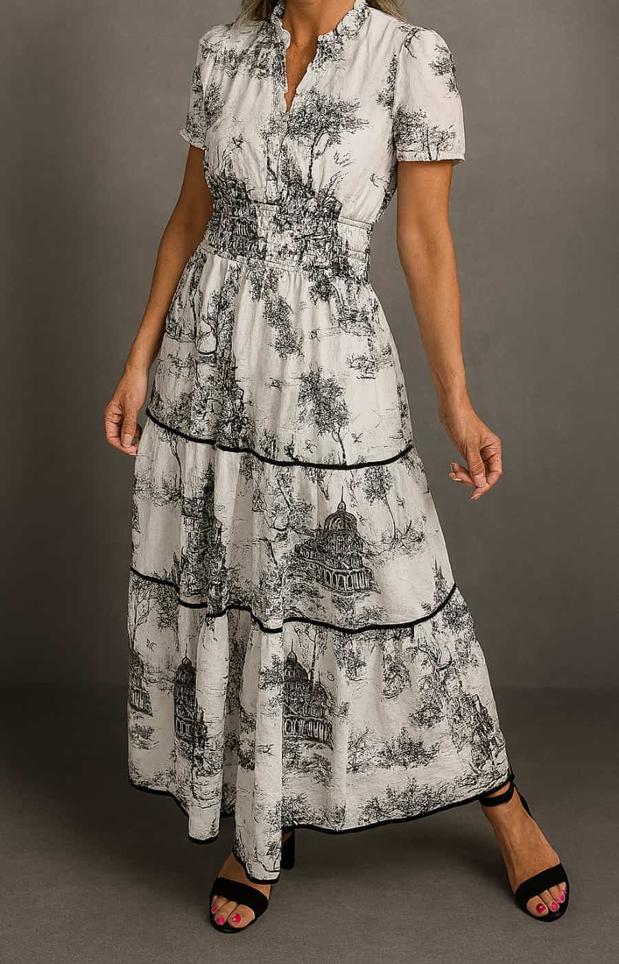 CLEMENTINA | VESTIDO MIDI CON ESTAMPADO ESCÉNICO