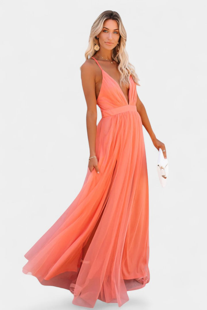 Gergana – Vestido Maxi de Tul Sin Mangas que realza tu gracia