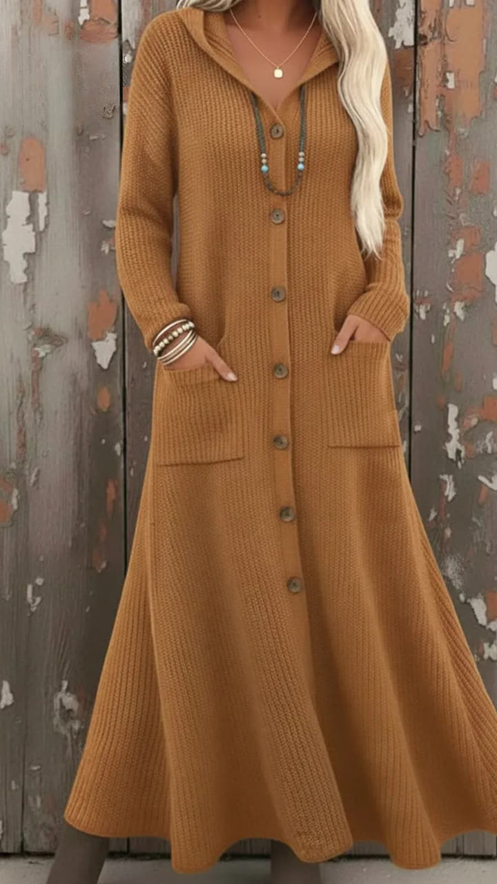 Vestido Cárdigan Largo de Punto – Elegancia Cálida para el Invierno