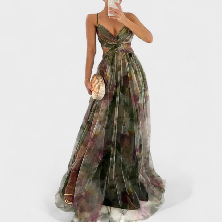 Rita – Vestido largo con flores que conquista miradas