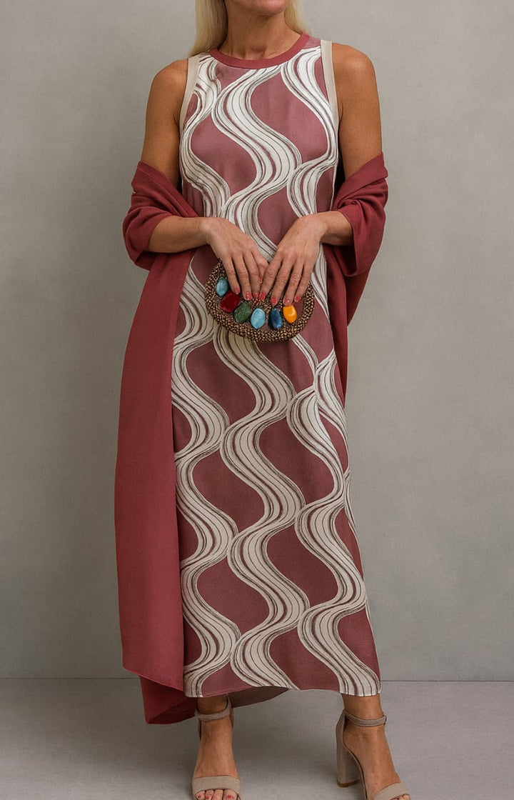LETICIA | VESTIDO SATINADO CON ESTOLA ELEGANTE