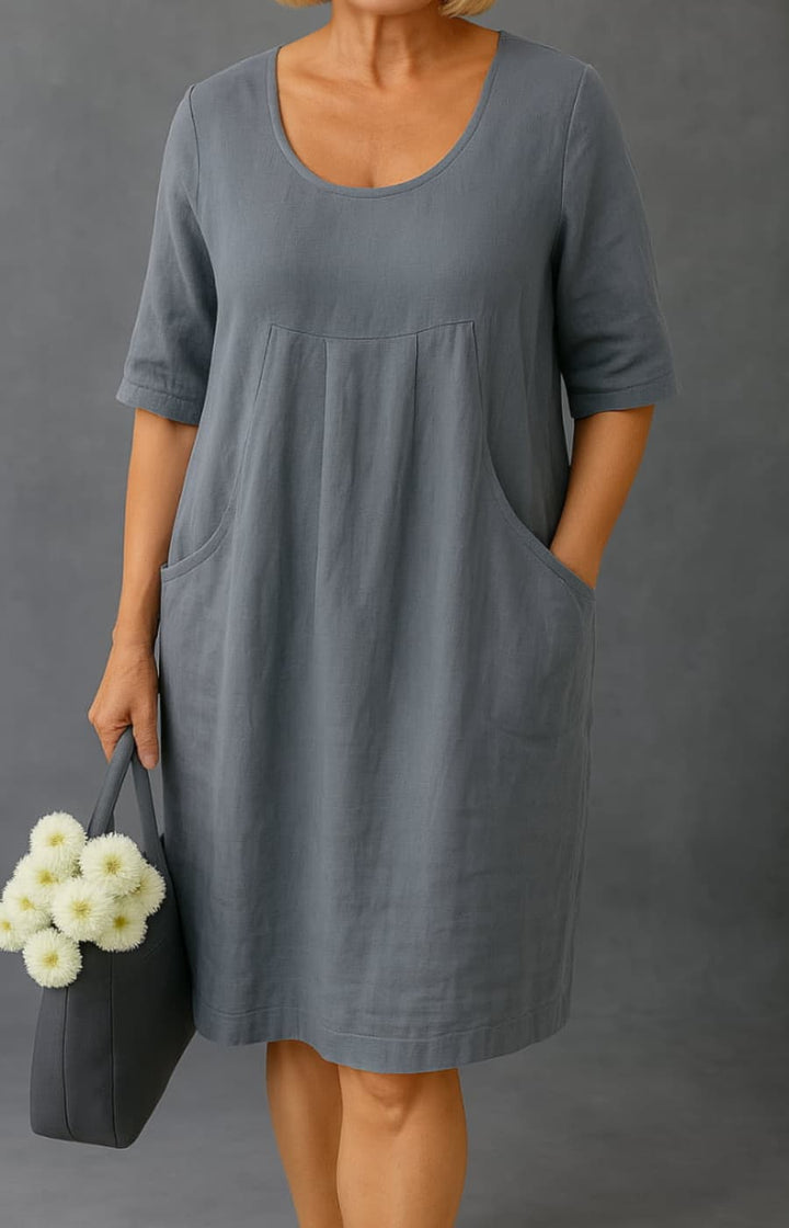 CLARA | VESTIDO ELEGANTE CON BOLSILLOS QUE DISIMULA EL ABDOMEN