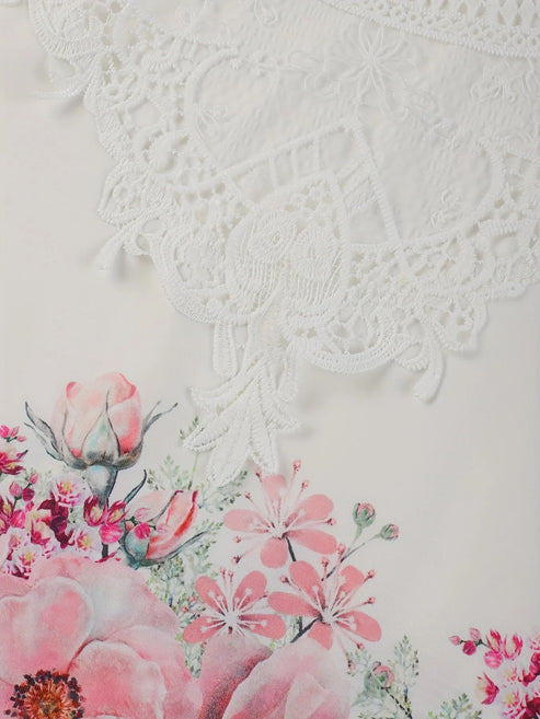 Sissy - Camiseta con estampado floral y detalles de encaje