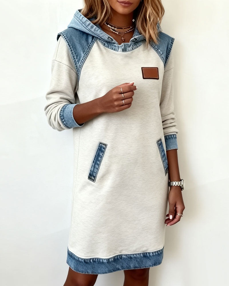 Vestido Casual Brooklyn™ con Capucha y Detalles Denim