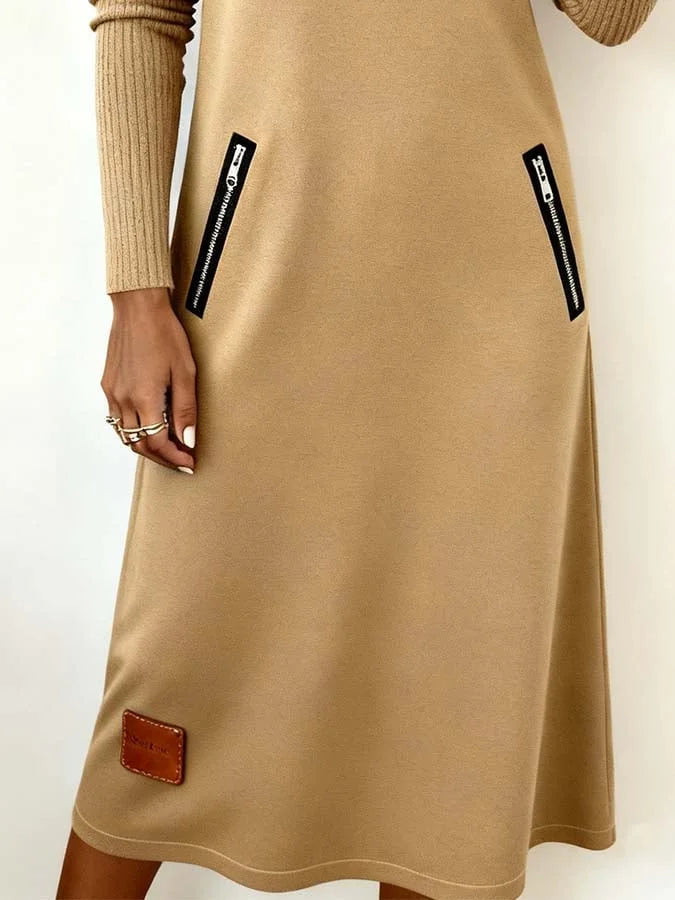 Vestido Sofia™ - Elegancia Relajada con Detalles Contrastantes