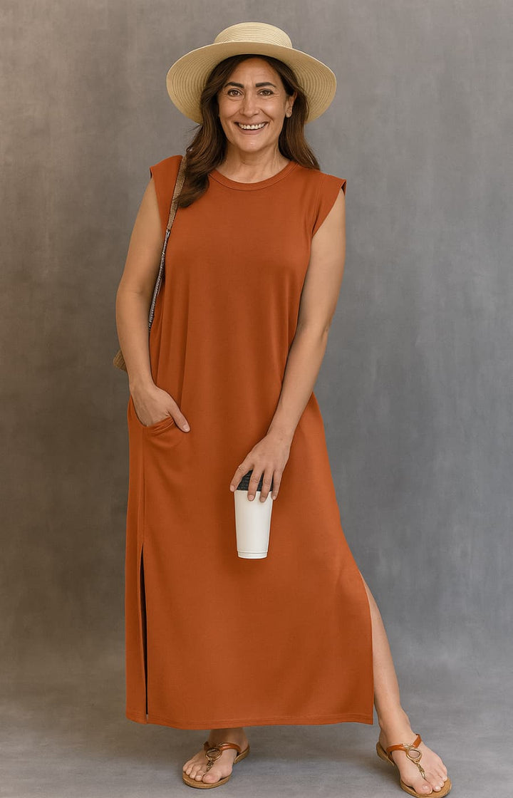 MILA | VESTIDO MIDI CON BOLSILLOS Y ELEGANCIA NATURAL