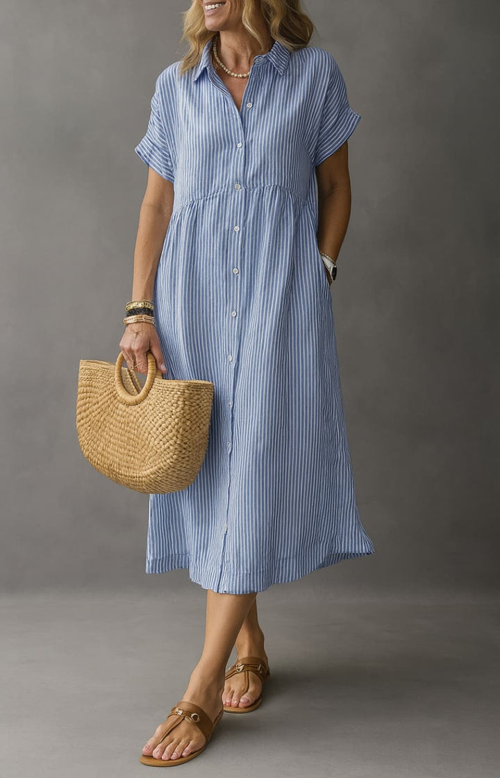 APOLONIA | VESTIDO CAMISERO DE ALGODÓN A RAYAS