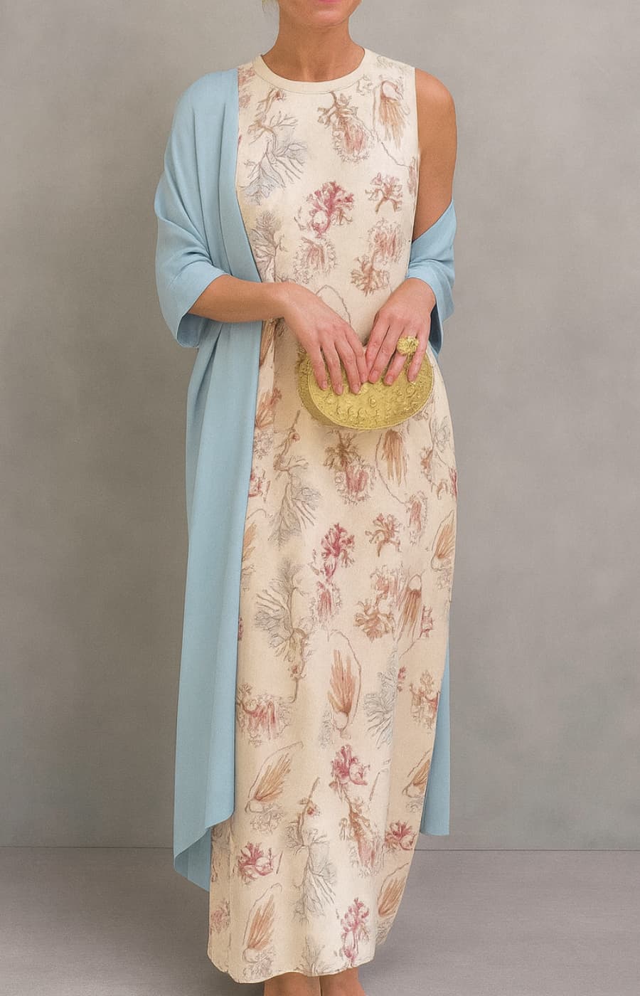 LETICIA | VESTIDO SATINADO CON ESTOLA ELEGANTE