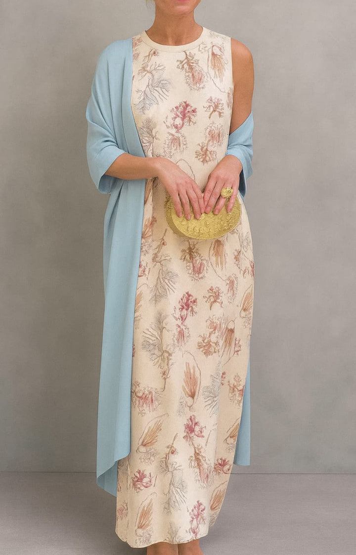 LETICIA | VESTIDO SATINADO CON ESTOLA ELEGANTE