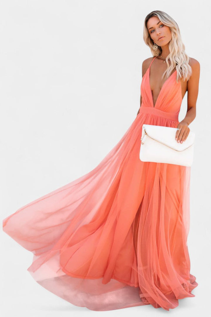 Gergana – Vestido Maxi de Tul Sin Mangas que realza tu gracia