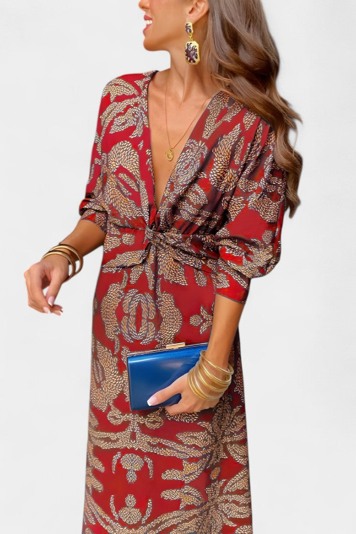 Elara – Vestido suave con escote en V que realza tu figura