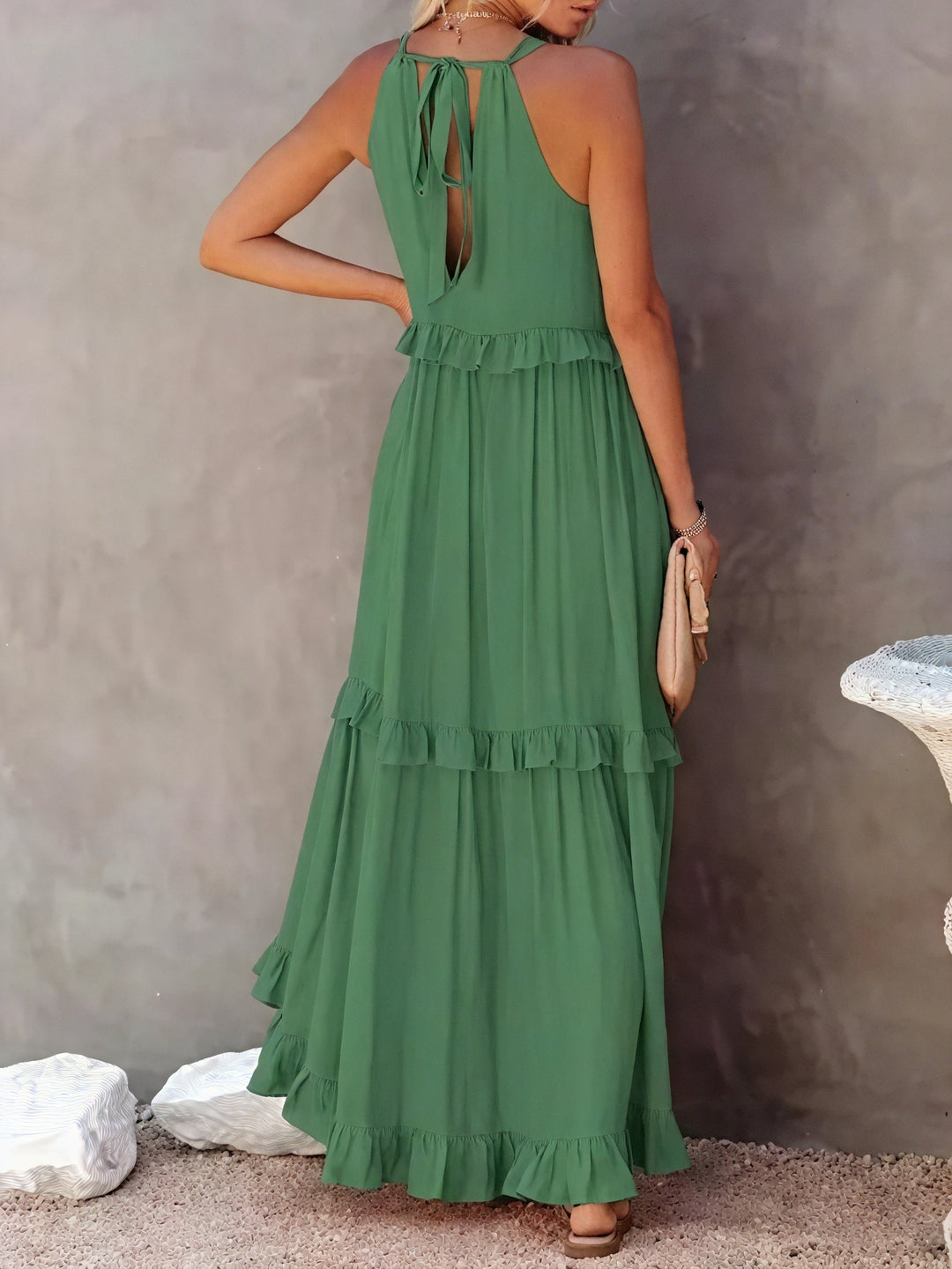 ELENA | VESTIDO LARGO CON VOLANTES Y CAÍDA ELEGANTE