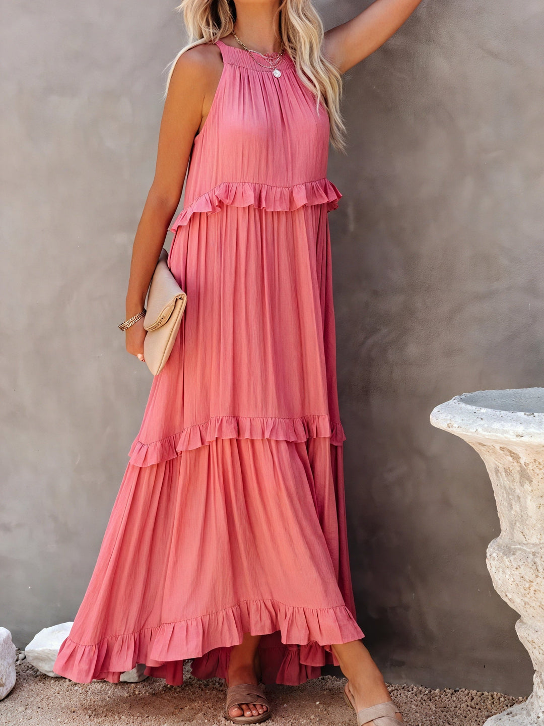 ELENA | VESTIDO LARGO CON VOLANTES Y CAÍDA ELEGANTE
