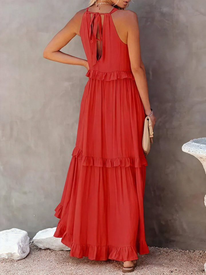 ELENA | VESTIDO LARGO CON VOLANTES Y CAÍDA ELEGANTE