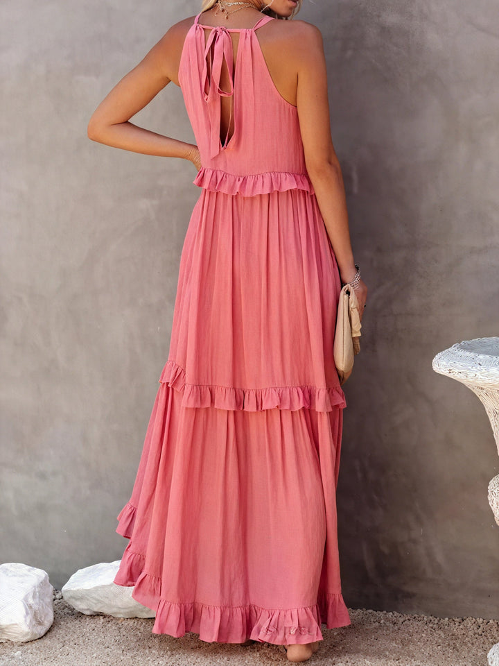 ELENA | VESTIDO LARGO CON VOLANTES Y CAÍDA ELEGANTE