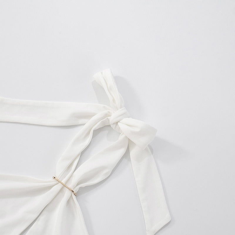 Top para mujer con escote halter fruncido diseño asimétrico - Kiara