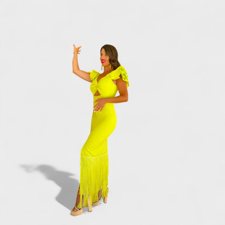 Lucía – Vestido Flamenco Neón que resalta tu estilo audaz