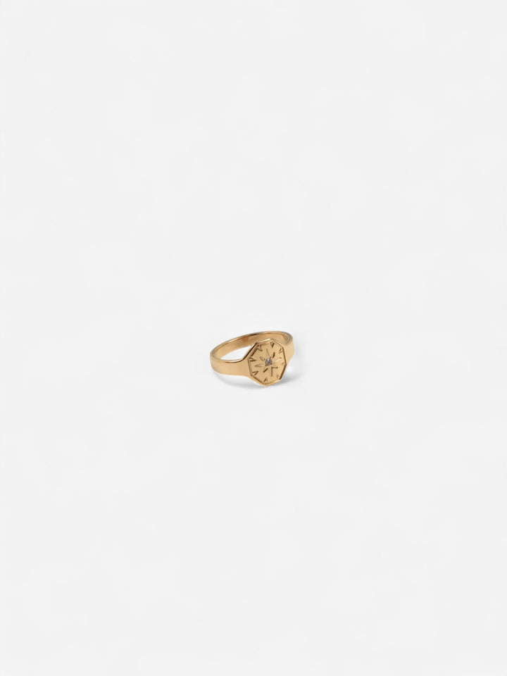 NORTH STAR | ANILLO SIGNET CON LUZ Y DIRECCIÓN INTERIOR