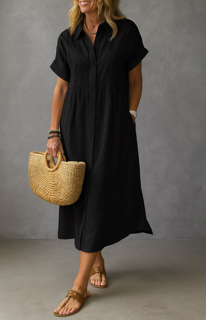 APOLONIA | VESTIDO CAMISERO DE ALGODÓN A RAYAS