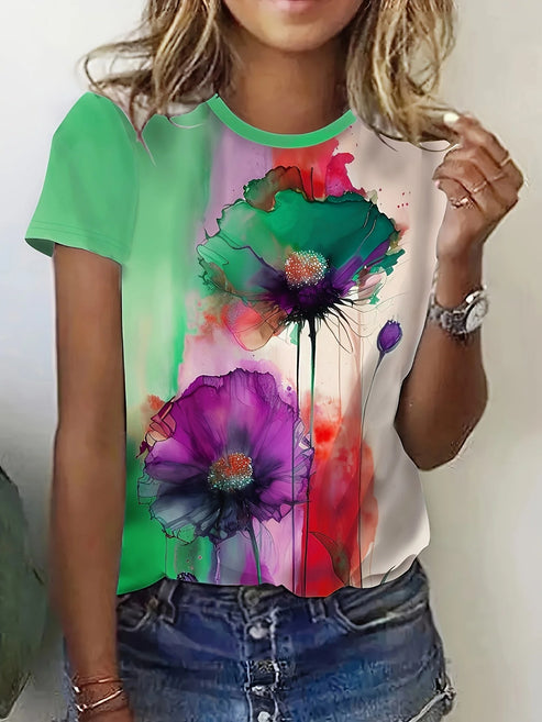 Fabienne - Camiseta con estampado floral y manga corta