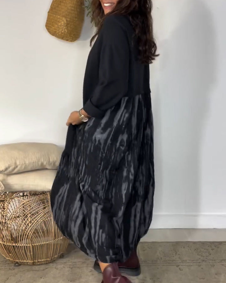 Vestido Largo con Volante Estampado