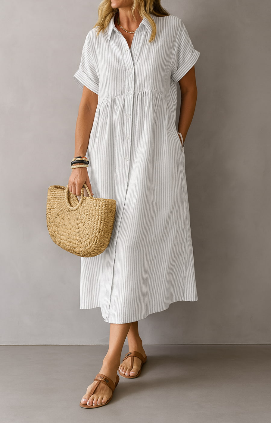 APOLONIA | VESTIDO CAMISERO DE ALGODÓN A RAYAS