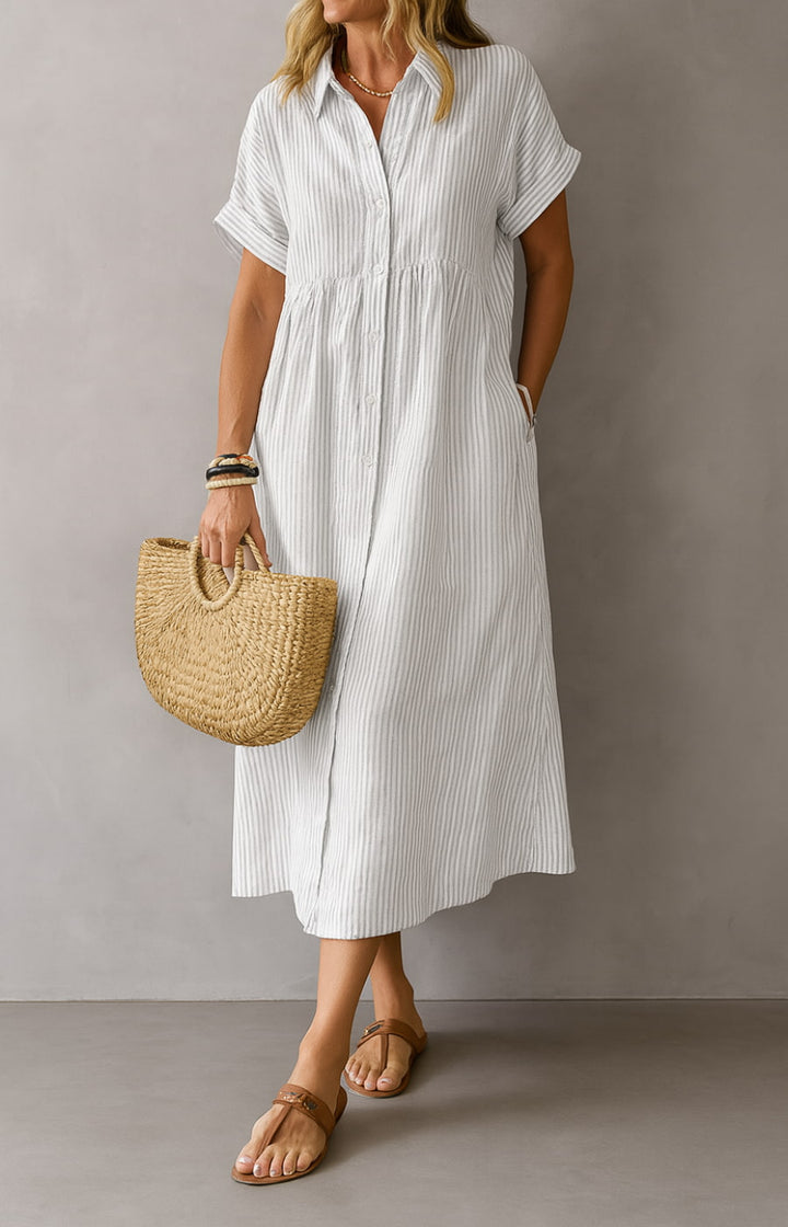 APOLONIA | VESTIDO CAMISERO DE ALGODÓN A RAYAS
