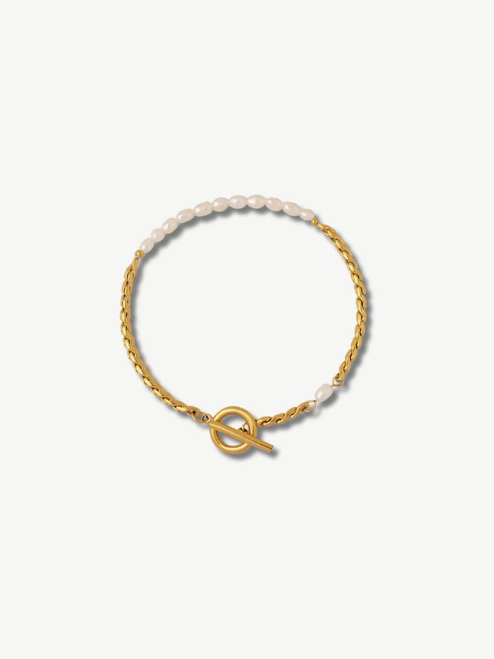 AMÉLIE PEARL | PULSERA CON CADENA DORADA Y PERLAS NATURALES