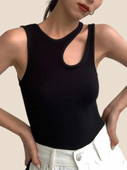 Semi-Sheer Cutout Tank Top