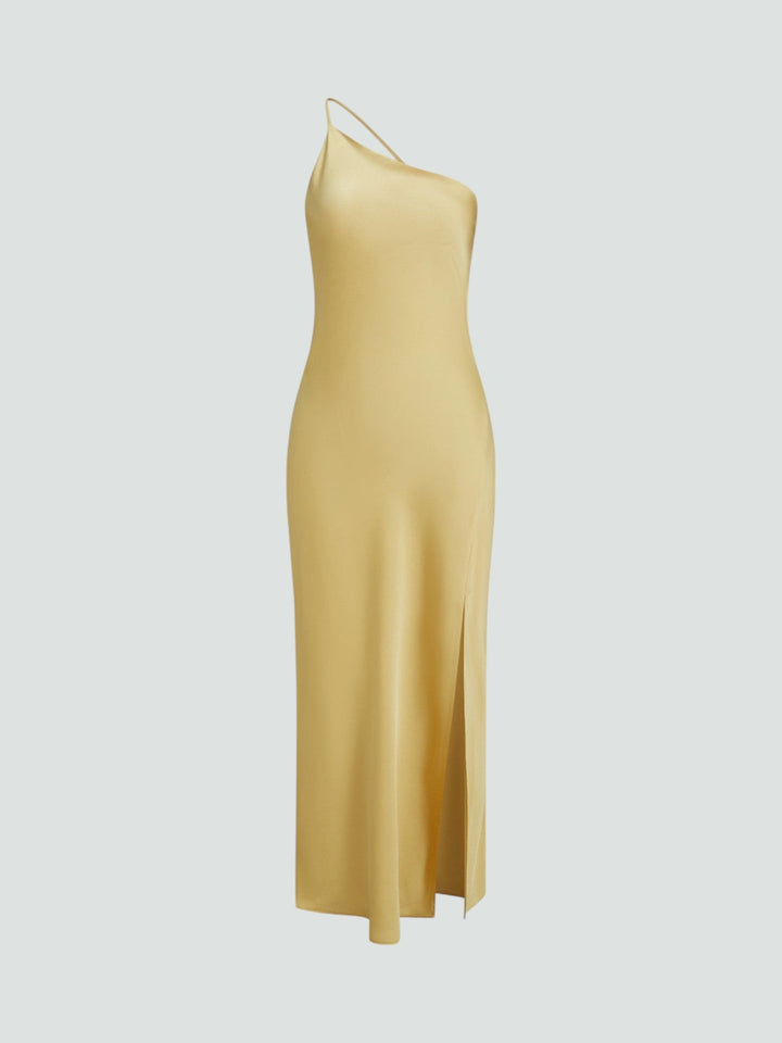VALENTINA | VESTIDO MAXI SATINADO CON ABERTURA