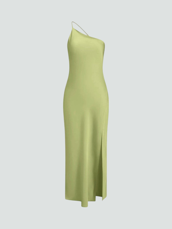 VALENTINA | VESTIDO MAXI SATINADO CON ABERTURA