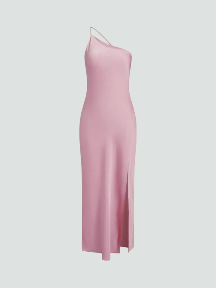 VALENTINA | VESTIDO MAXI SATINADO CON ABERTURA