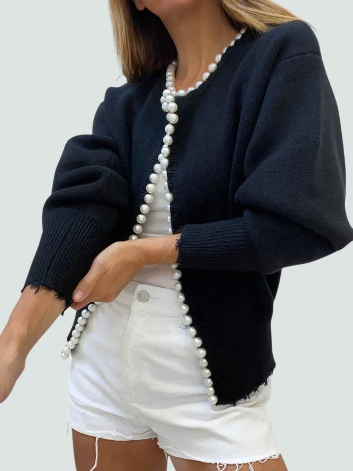 MARINA | CÁRDIGAN DE PUNTO CON DETALLES DE PERLAS