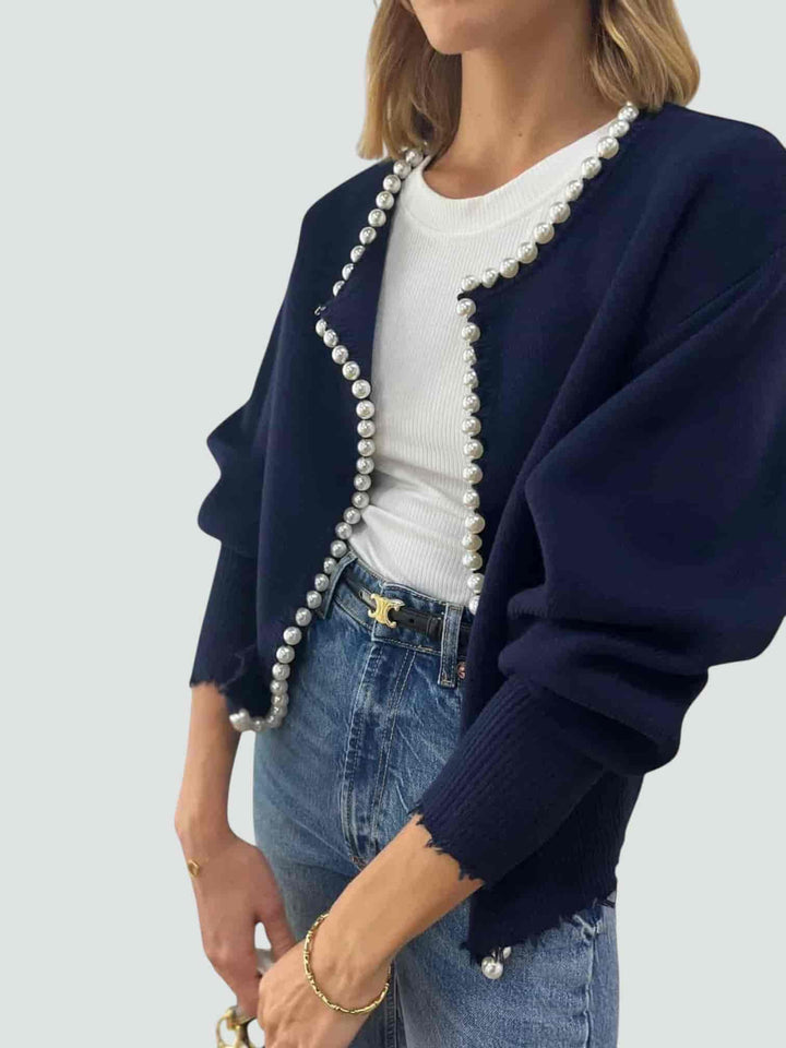MARINA | CÁRDIGAN DE PUNTO CON DETALLES DE PERLAS