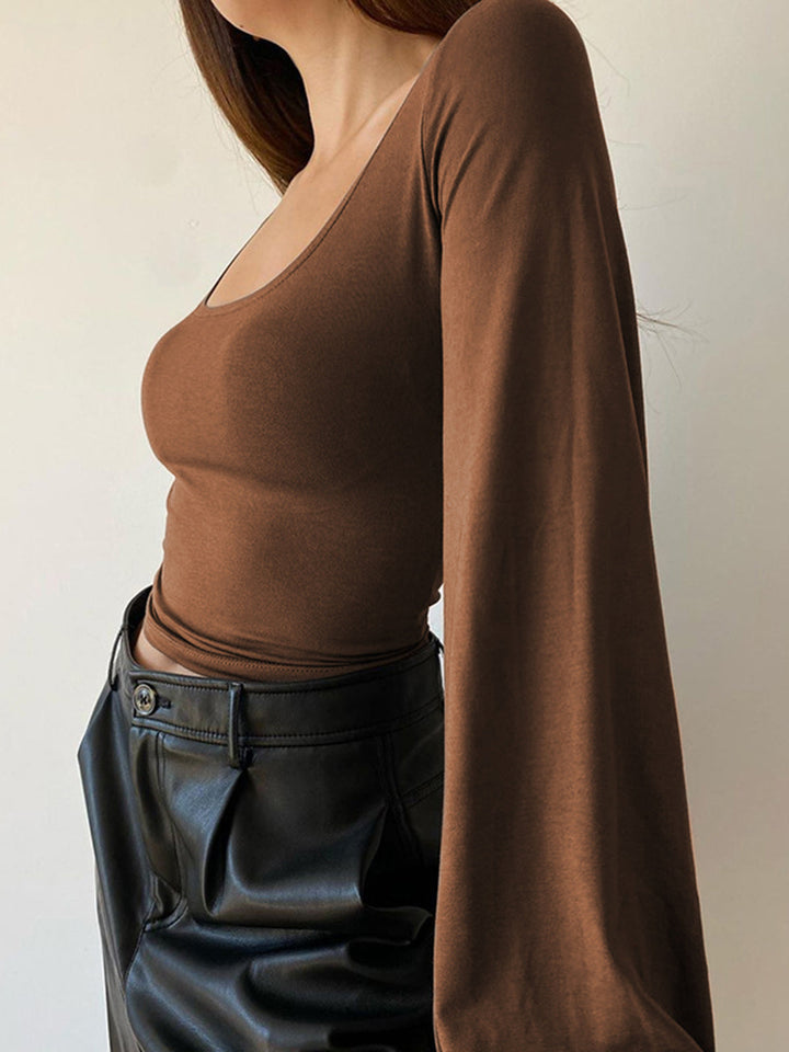 Alexa - Blusa de manga abullonada y cuello cuadrado