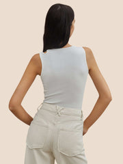 Semi-Sheer Cutout Tank Top