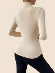 Cross-Over Collar Pleated Cinched T-Shirt