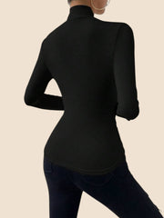 Cross-Over Collar Pleated Cinched T-Shirt