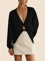 Solar Golden Button Plain Cardigan