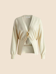 Solar Golden Button Plain Cardigan