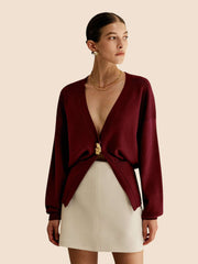Solar Golden Button Plain Cardigan