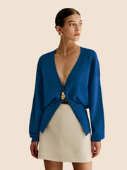 Solar Golden Button Plain Cardigan