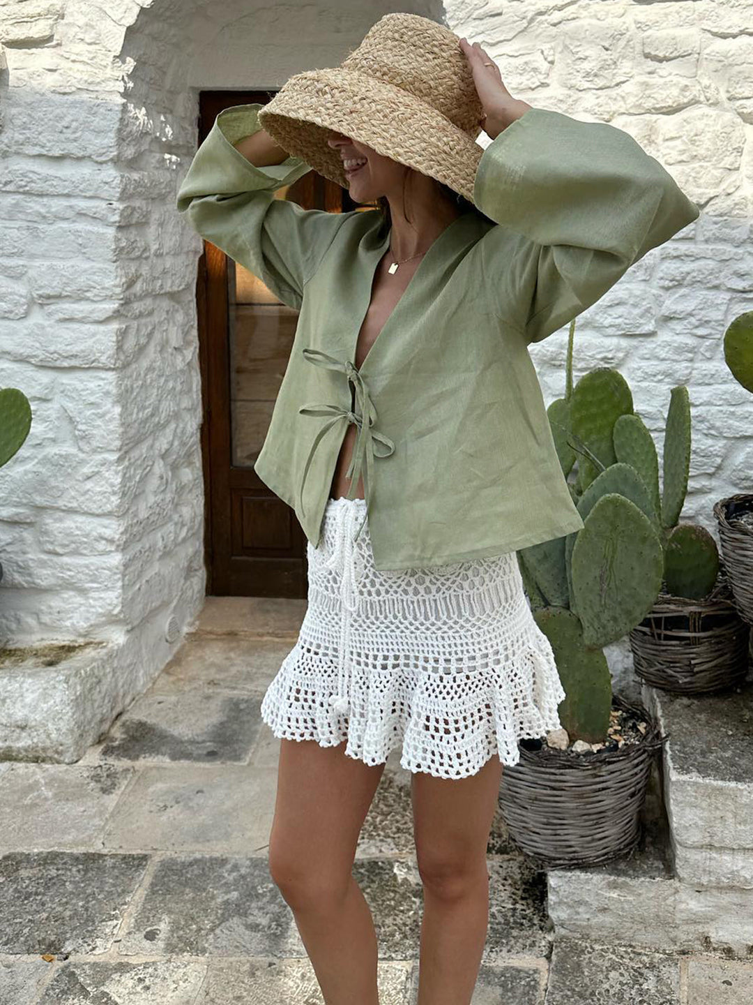 Madelyn - Blusa oversize de manga larga con tirantes