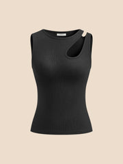 Semi-Sheer Cutout Tank Top