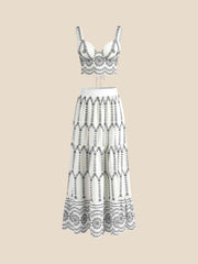 Printed Sleeveless Tie Back Skirt Set
